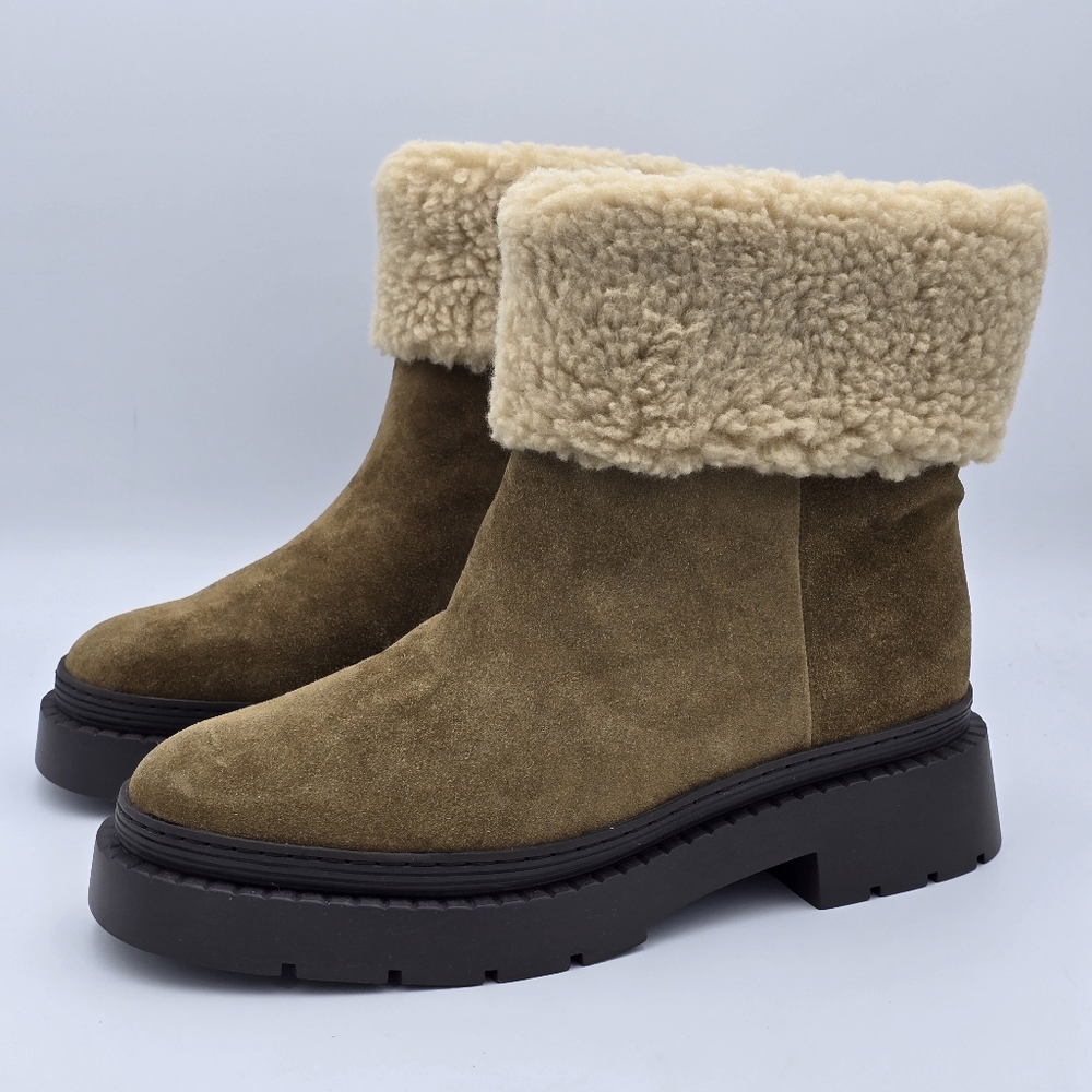 NWOT Marc Fisher LTD VINA Leather/Faux Fur Booties, Brown/Tan Women's 8.5M - Picture 4 of 12